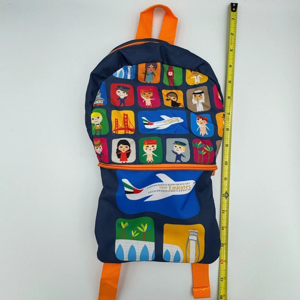 Emirates Kids Packable Backpack Airline‎ Travel Bag Folds Into Pouch